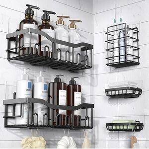 Adhesive Shower Caddy, 5 Pack Rustproof Stainless Steel Bath Organizers